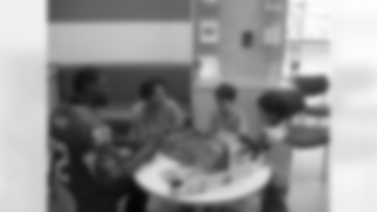 The Atlanta Falcons visit CHOA // Chauncey Davis spending time with patients // Atlanta, GA //