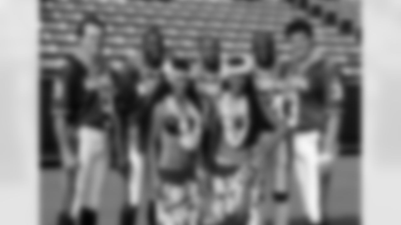 Falcons 1994 Pro Bowl players K Norm Johnson, ST Elbert Shelley, WR Andre Rison, CB Deion Sanders and QB Bobby Hebert during Pro Bowl Media Day