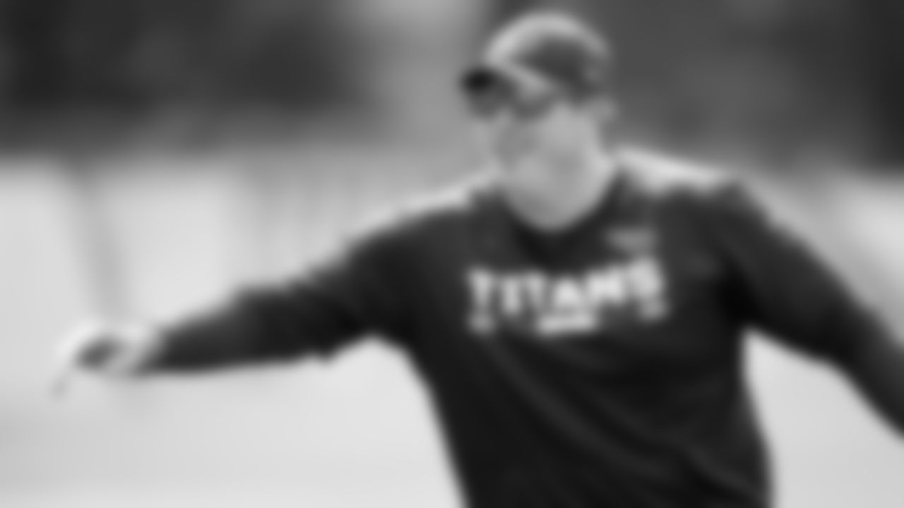 Offensive Coordinator Arthur Smith of the Tennessee Titans during practice at Saint Thomas Sports Park in Nashville, TN. (Donald Page/Tennessee Titans)