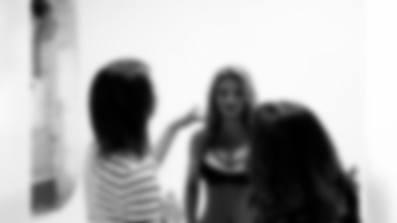 Naiz B. getting ready for her shoot // 2011 Atlanta Falcons Cheerleaders Photo Shoot - Behind the Scenes // 5/22/11 // Atlanta, Ga. —