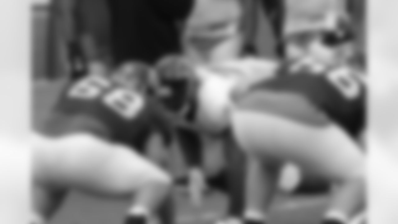 DT Kiante Tripp eyes up C Paul Fenaroli // 2011 Russell Athletic Training Camp - Day 7 // August 7, 2011 // Flowery Branch, Ga. -