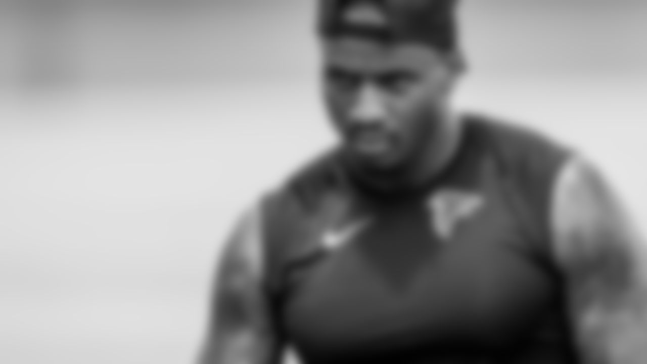 Atlanta Falcons linebacker Deone Bucannon #36 looks on at AT&T Atlanta Falcons Training Camp on August 5, 2020 in Flowery Branch, Ga. (Photo by Kara Durrette/Atlanta Falcons)