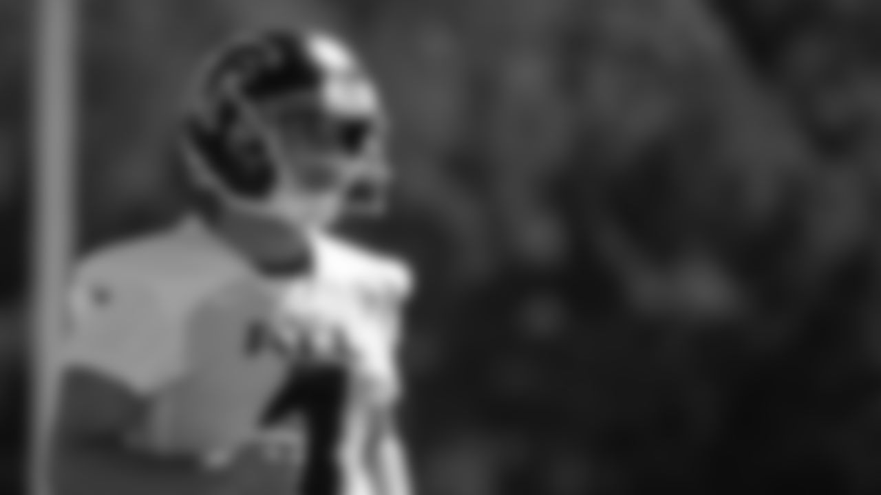 Atlanta Falcons punter Sterling Hofrichter #4 looks on during practice at IBM Performance Field. (Photo by Kara Durrette/Atlanta Falcons)