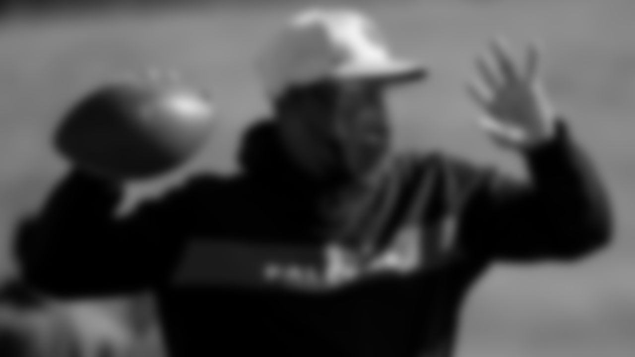 Atlanta Falcons head coach Raheem Morris in action during practice at IBM Performance Field.