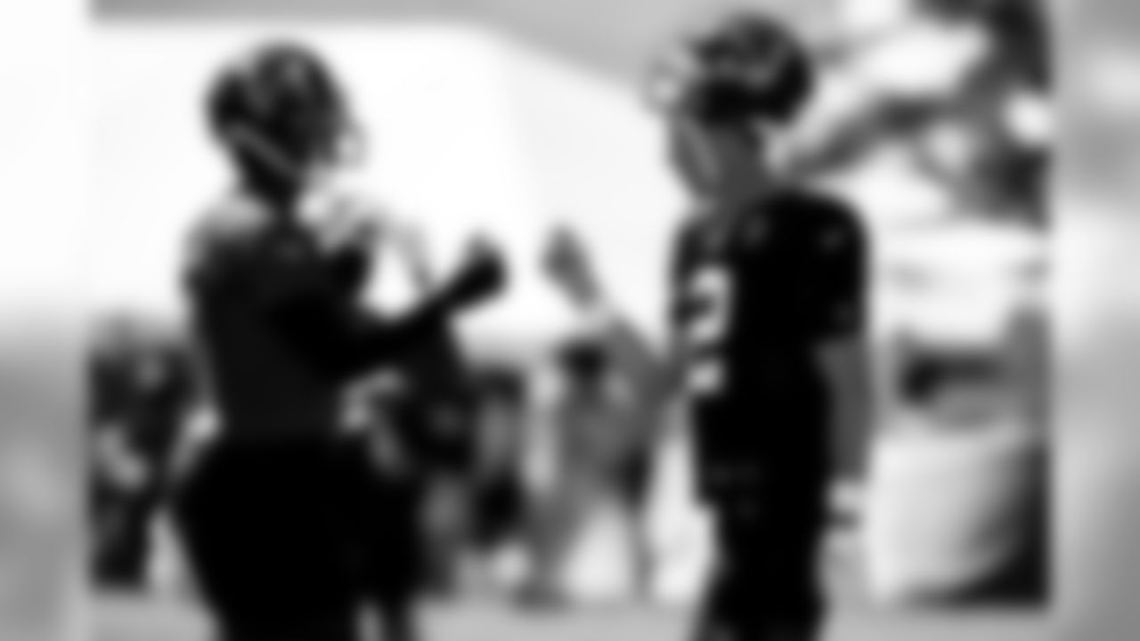 July 24, 2019 - WR Julio Jones fist bumps QB Matt Ryan on the third day of practice. (Photo by Kara Durrette/Atlanta Falcons)