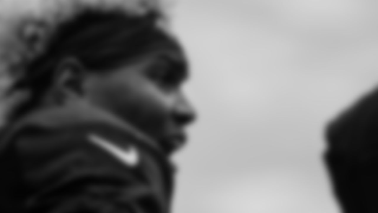 Atlanta Falcons linebacker Mykal Walker #43 during the AT&T Atlanta Falcons Training Camp at Atlanta Falcons Headquarters in Flowery Branch, Georgia, on Monday August 16, 2021. (Photo by )