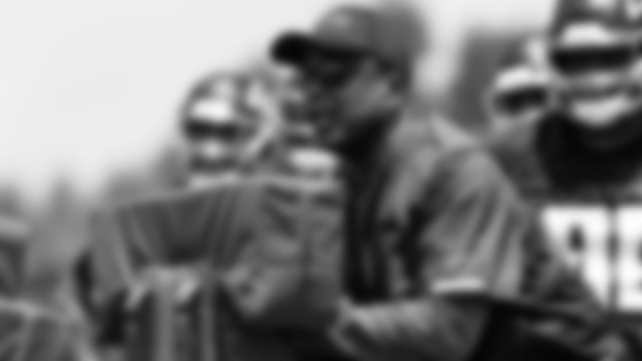 Atlanta Falcons defensive line coach Gary Emanuel during organized team activities in Phase III of the Atlanta Falcons offseason program on May 26, 2021.