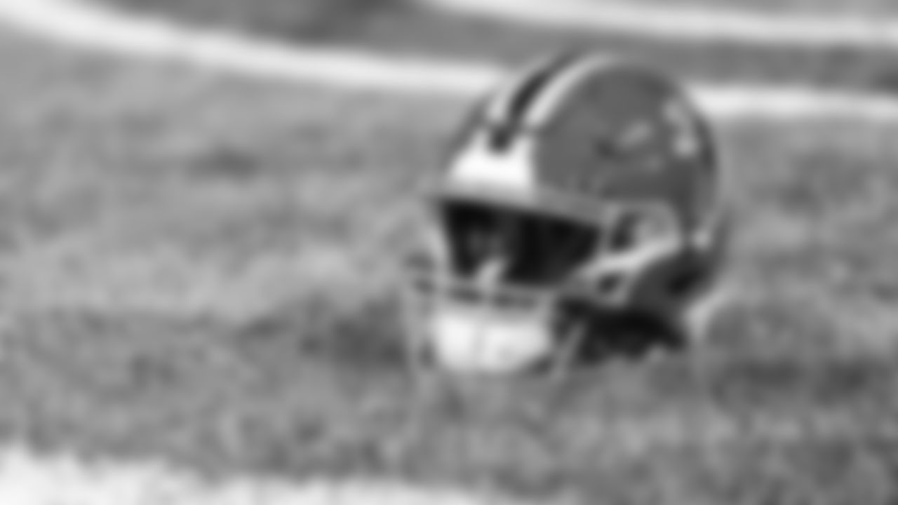 A detail shot of the red helmet during warmups before the game against the Pittsburgh Steelers at Mercedes-Benz Stadium in Atlanta, Georgia on Sunday, December 4, 2022. (Photo by Mitchell Martin/Atlanta Falcons)