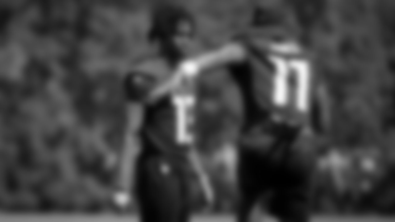 Atlanta Falcons wide receiver Christian Blake #13 works with wide receiver Julio Jones #11 during practice at IBM Performance Field. (Photo by Kara Durrette/Atlanta Falcons)