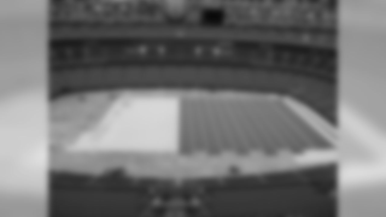 By July 13, half the new Field Turf had been installed in the Georgia Dome // July 2011 // Atlanta -