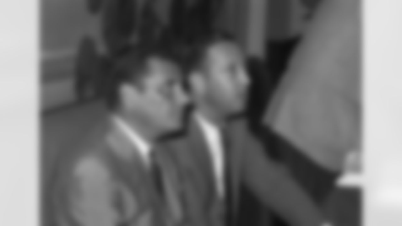 Rankin Smith, left, met with NFL Commissioner Pete Rozelle to determine a formula that would give the Falcons 42 veteran players from 14 other clubs during a five-hour meeting in February 1966.