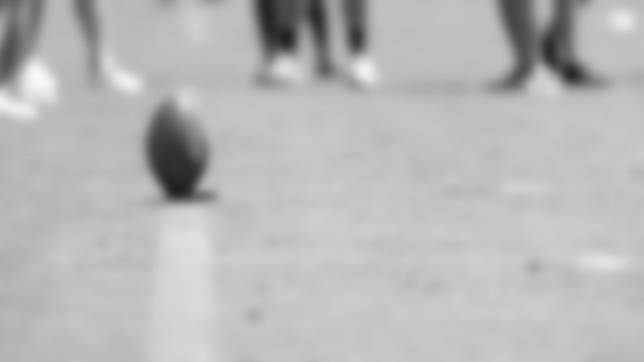 A detail shot of a ball during AT&T Atlanta Falcons Training Camp at Atlanta Falcons Headquarters in Flowery Branch, Georgia, on Thursday September 2, 2021. (Photo by Dakota Williams/Atlanta Falcons)