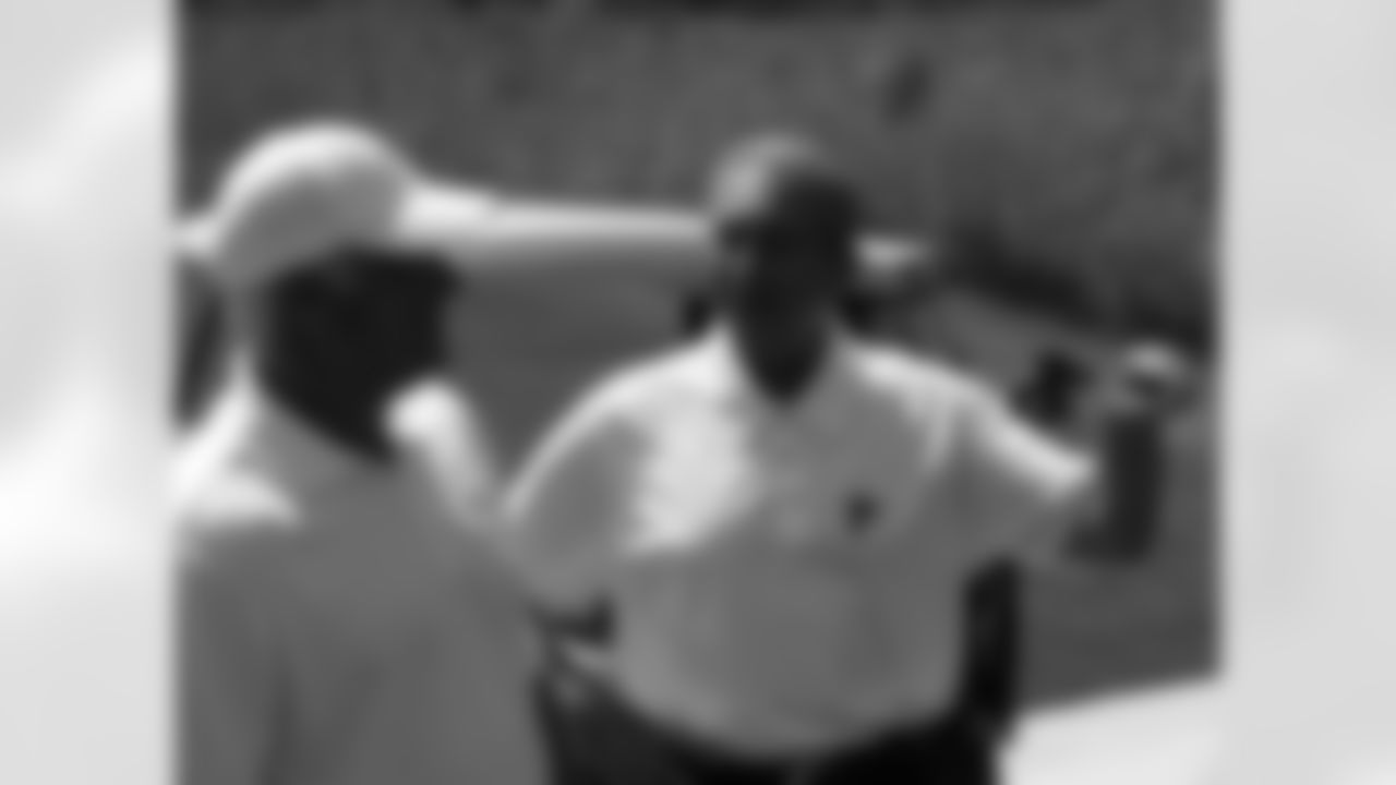 Falcons owner & CEO Arthur Blank stops by to visit Coach Smith // Seventh Annual Verizon Network of Champions Golf Tournament // 6/13/11 // Suwanee, Ga. -
