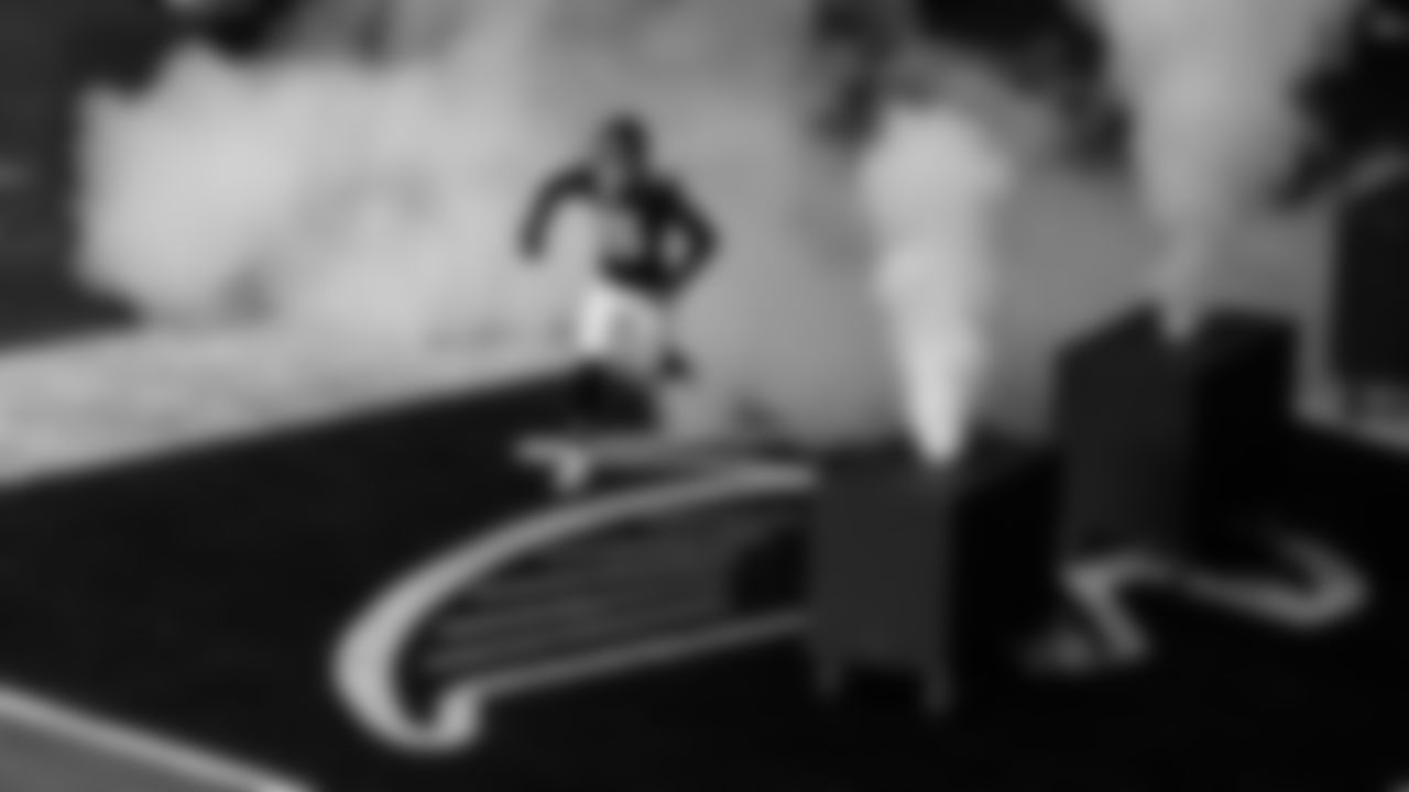Atlanta Falcons cornerback Isaiah Oliver #26 gestures as he runs out during introductions before the game against the New Orleans Saints on December 6, 2020.