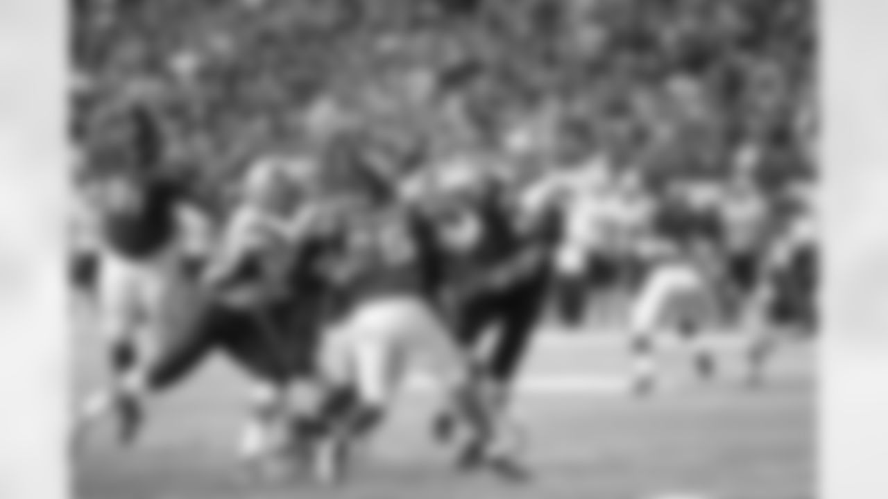 The Falcons' defense gets through to Patriots QB Tom Brady