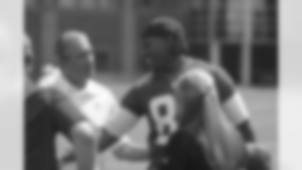 Falcons owner Arthur Blank and WR Roddy White chat // 2012 Atlanta Falcons Minicamp - Day 1 // June 19, 2012 // Flowery Branch, Ga. -