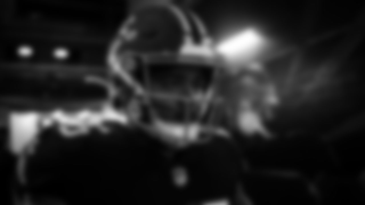 Atlanta Falcons running back Tyler Allgeier #25 walks out of the tunnel for warmups before the game against the San Francisco 49ers at Mercedes-Benz Stadium in Atlanta, Georgia on Sunday, October 16, 2022. (Photo by Brandon Magnus/Atlanta Falcons)