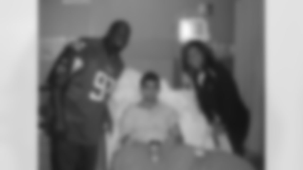 The Atlanta Facons visit Children's Healthcare of Atlanta // Atlanta, GA // Chauncey Davis visiting a patient //