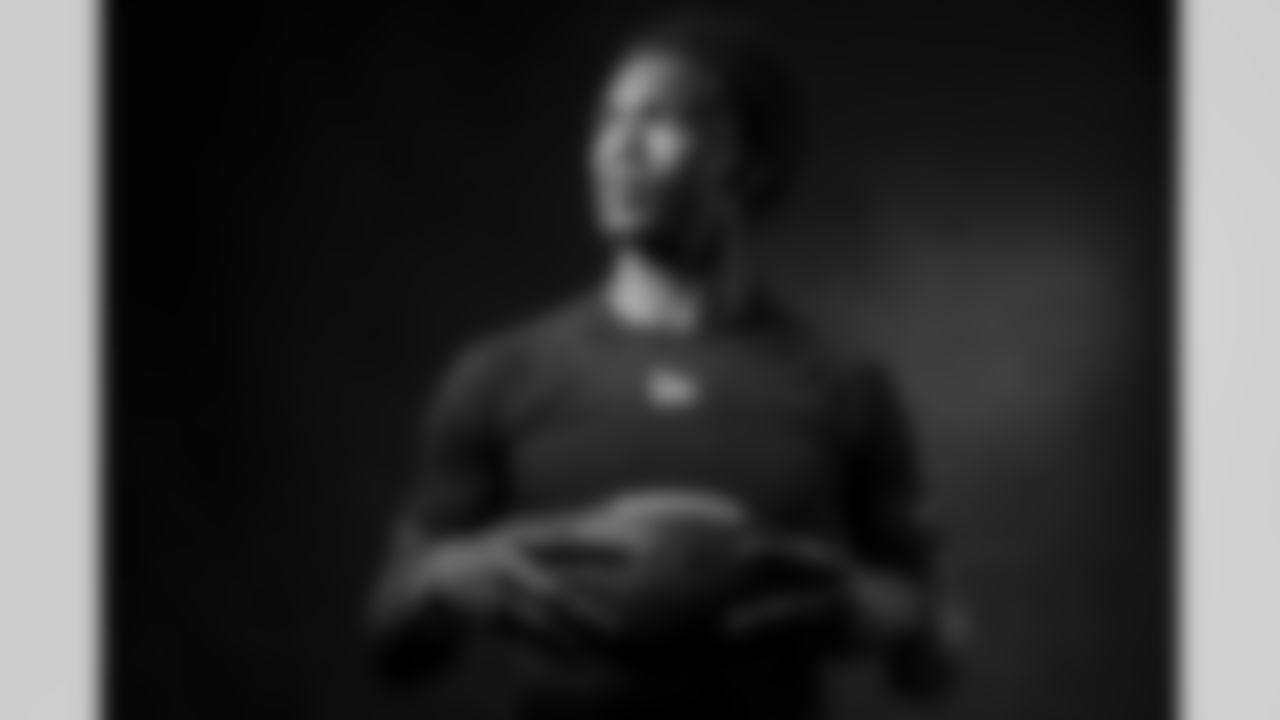 Ohio State wide receiver Garrett Wilson poses for a portrait during the NFL Football Scouting Combine, Wednesday, March 2, 2022 in Indianapolis. (Todd Rosenberg via AP)