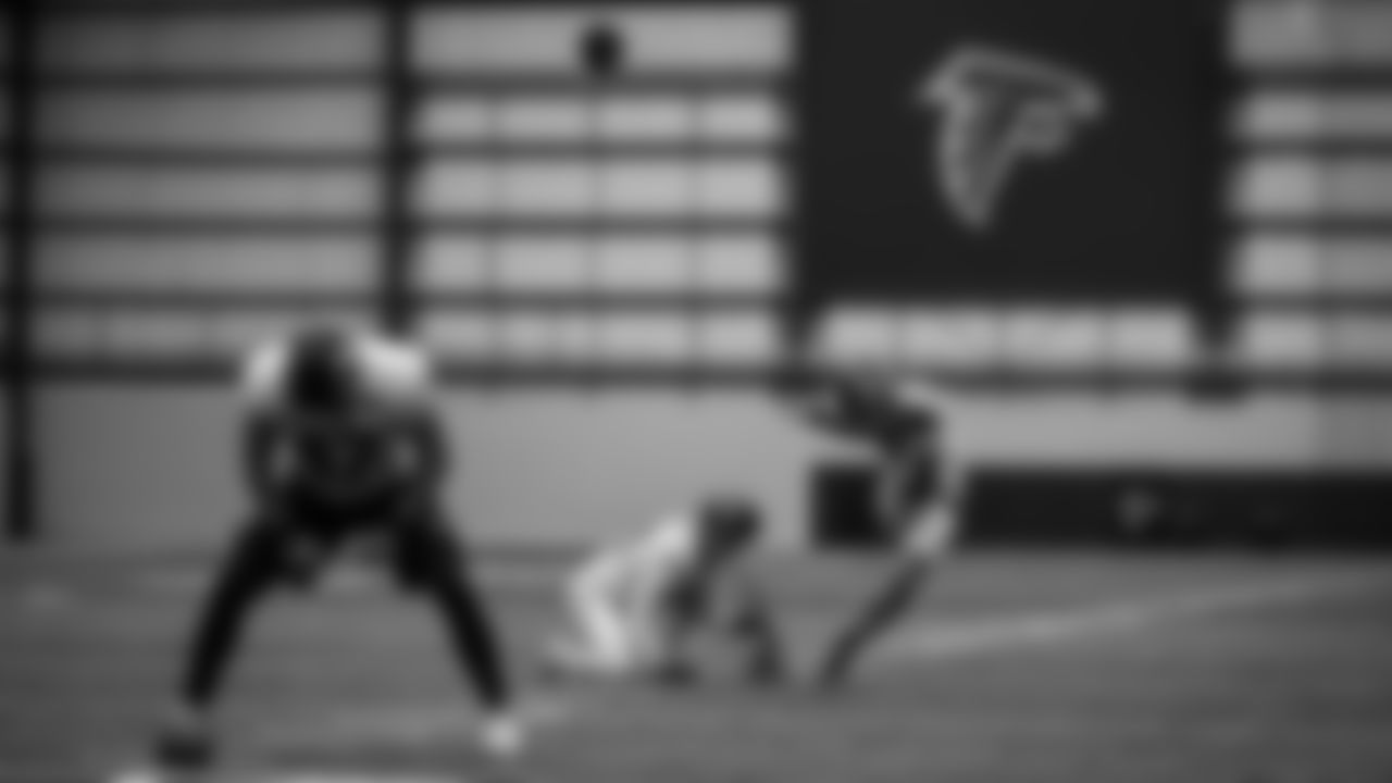 Atlanta Falcons long snapper Josh Harris #47, punter Dustin Colquitt #12, and kicker Younghoe Koo #7 during team practice at Atlanta Falcons Headquarters in Flowery Branch, Georgia, on Friday November 12, 2021. (Photo by Brandon Magnus/Atlanta Falcons)