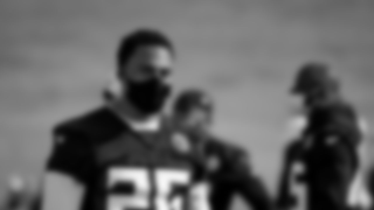 Atlanta Falcons cornerback Isaiah Oliver #26 looks on during practice at IBM Performance field.