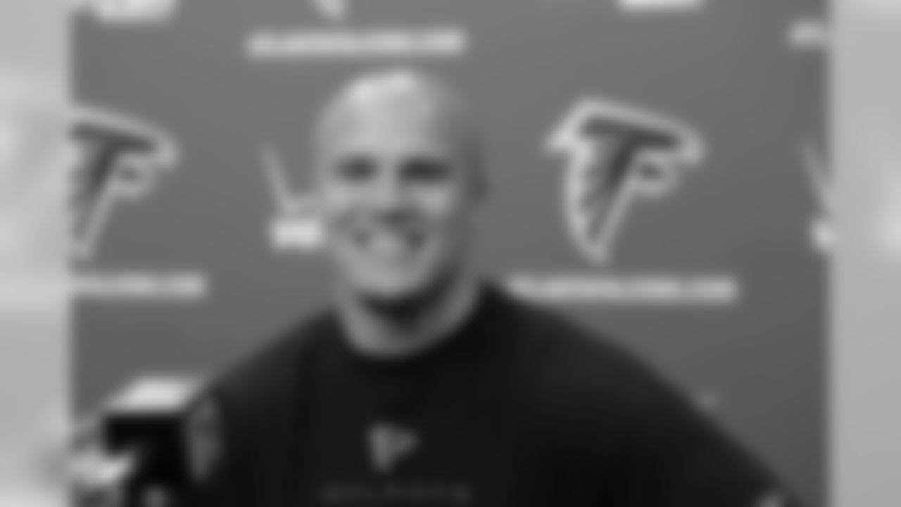 Falcons LB Coy Wire at the podium // Player News Conferences // July 26, 2011 // Flowery Branch, Ga. —