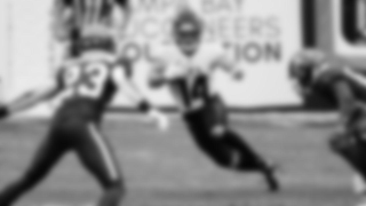 Atlanta Falcons wide receiver Chris Rowland #14 in action during the first quarter against the Tampa Bay Buccaneers on January 3, 2021.