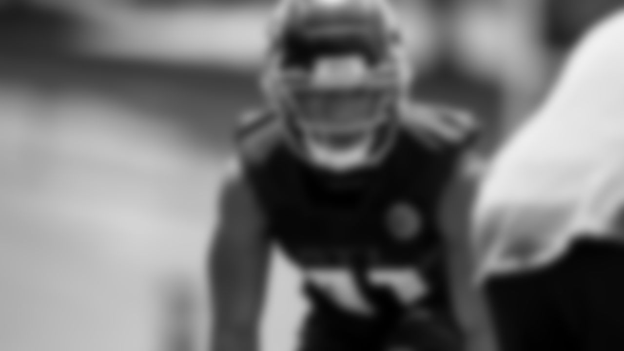 Atlanta Falcons safety JR Pace #41 looks on during the first practice of Atlanta Falcons rookie minicamp on May 14, 2021.