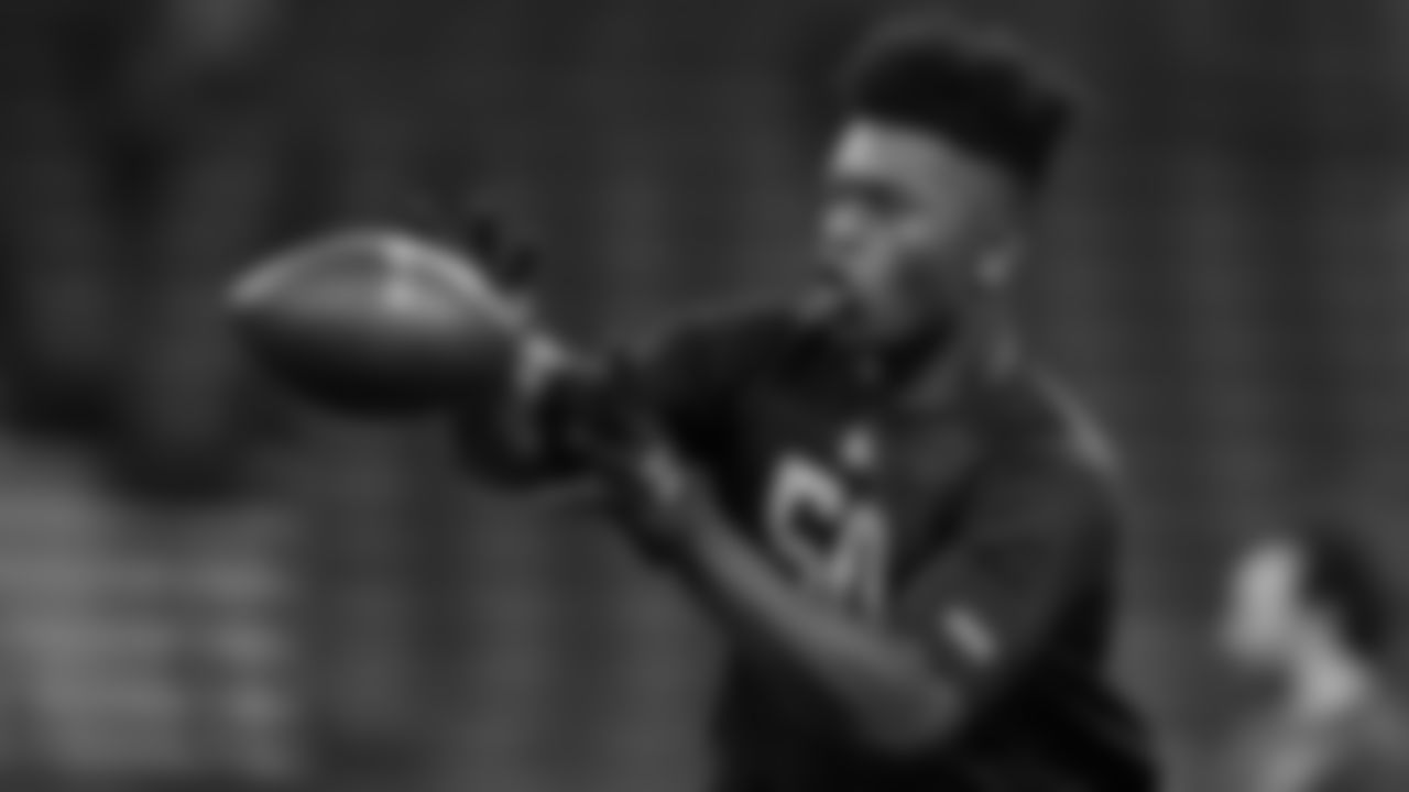 California defensive back Jaylinn Hawkins runs a drill at the NFL football scouting combine in Indianapolis, Sunday, March 1, 2020. (AP Photo/Michael Conroy)