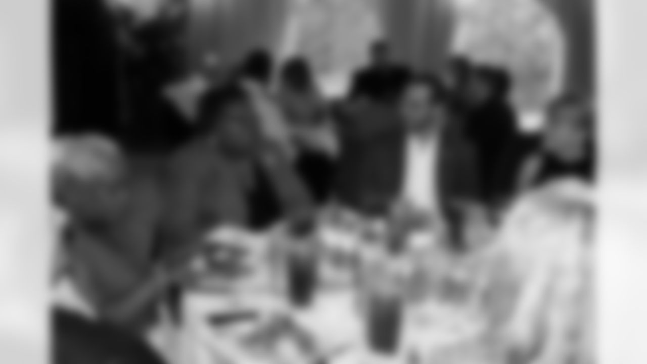 Punter Matt Bosher dines with breast cancer survivors at Ray's on the River during Dazzle & Dine