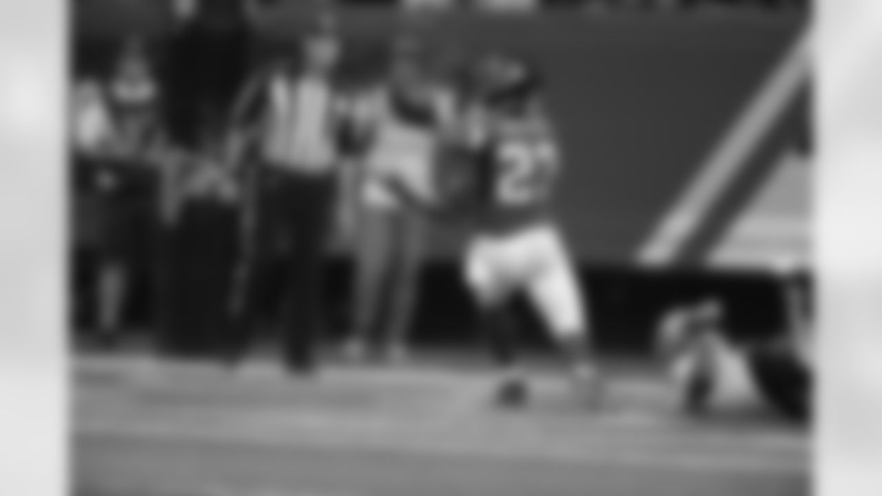CB Robert McClain makes an interception in the endzone.