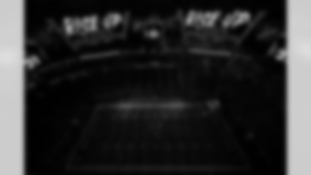 The Atlanta Falcons take the field prior to a game against the New England Patriots at Mercedes-Benz Stadium in Atlanta, Georgia on Thursday, November 18, 2021. (Photo by Brandon Magnus/Atlanta Falcons)