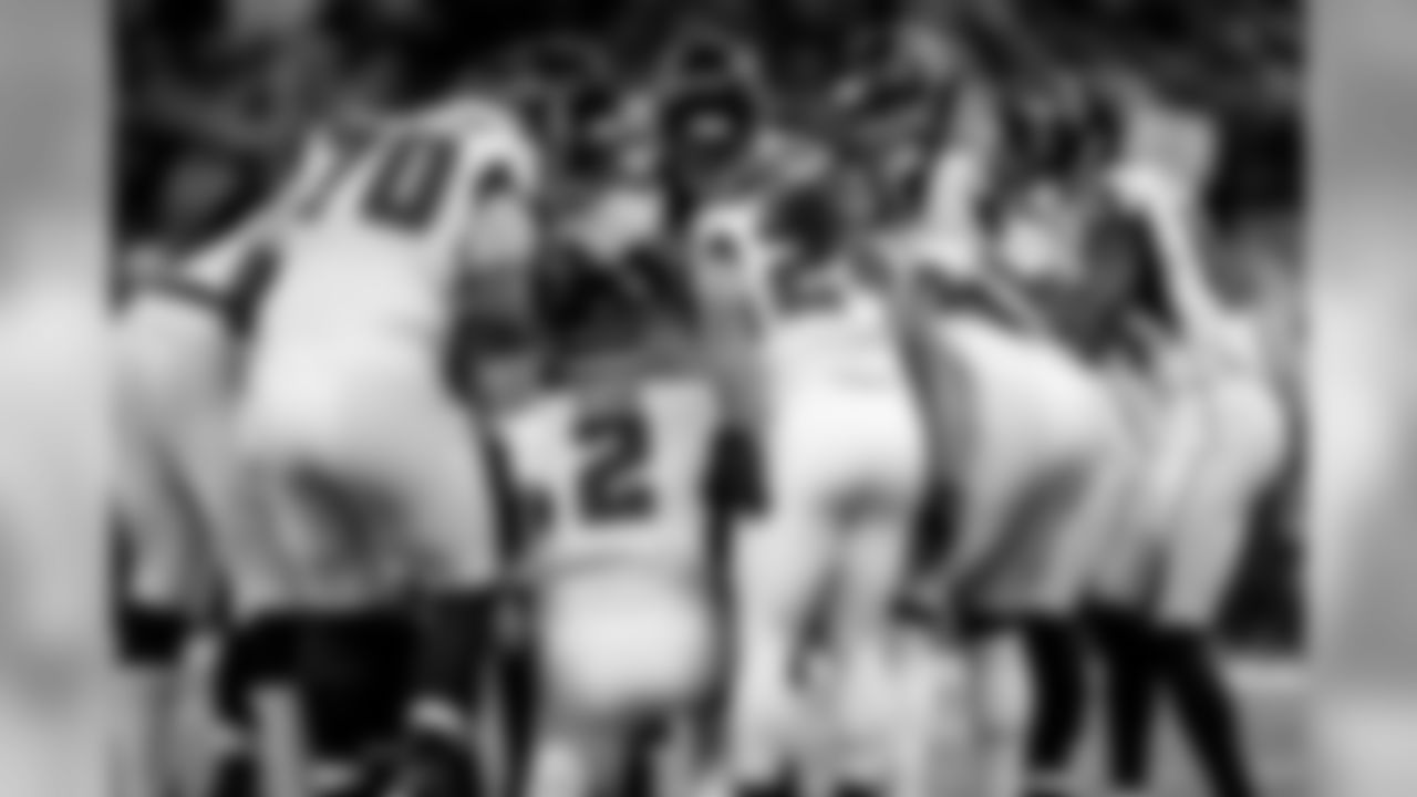 Atlanta Falcons quarterback Matt Ryan #2 leads the huddle during the game against the New Orleans Saints at the Mercedes-Benz Superdome in New Orleans, LA, on Sunday November 10, 2019. (Photo by Kara Durrette/Atlanta Falcons)