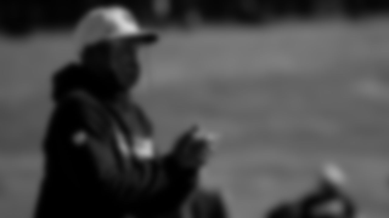 Atlanta Falcons head coach Raheem Morris in action during practice at IBM Performance Field.