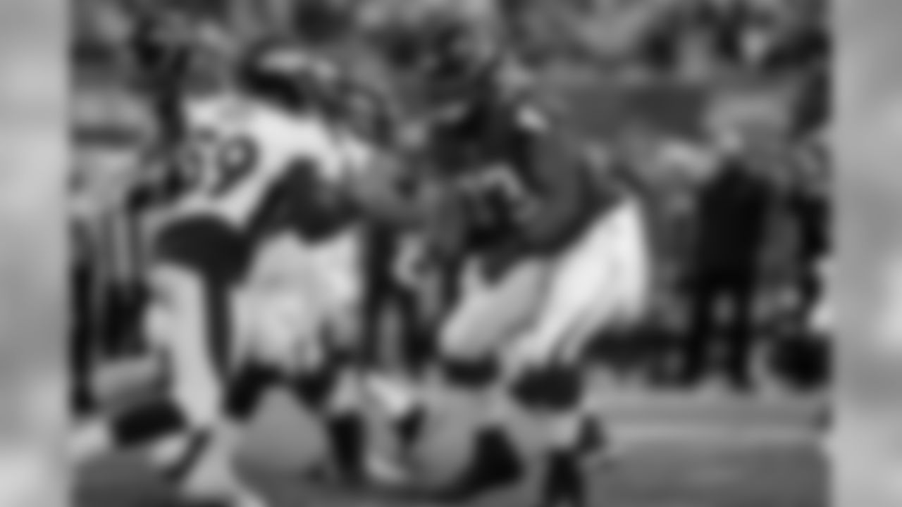 Atlanta Falcons offensive tackle Matt Gono #73 in action during the first half of the game against the Denver Broncos at Tom Benson Hall of Fame Stadium in Canton, Ohio, on Thursday August 1, 2019. (Photo by Kara Durrette/Atlanta Falcons)