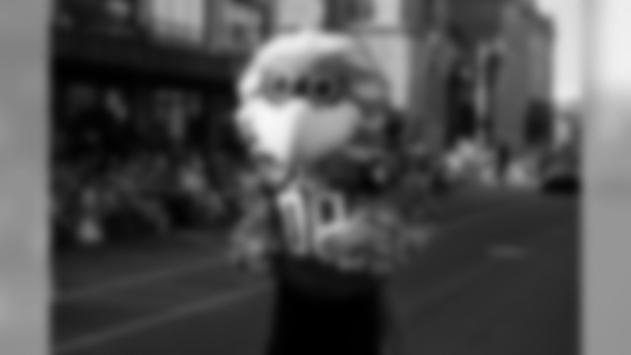 Freddie Falcon participates in the 2019 Canton Repository Grand Parade. (Photo by Kara Durrette/Atlanta Falcons)