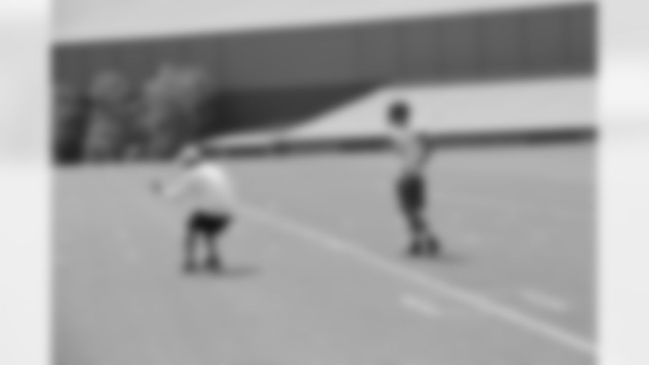 DB Coach Joe Danna, left, S Suaesi Tuimaunei, right // 2012 Rookie Minicamp – Day 1 // May 11, 2012 // Flowery Branch –