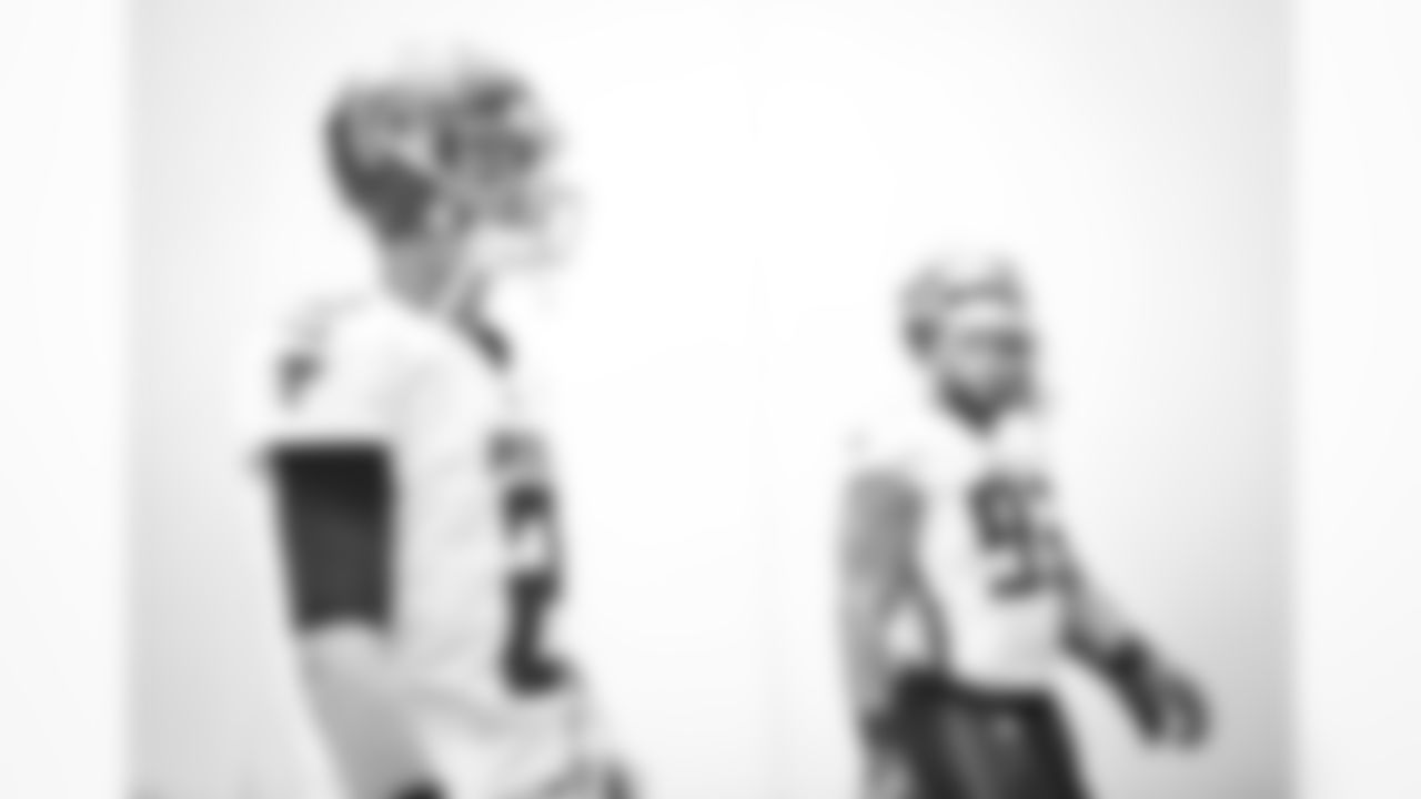 The Atlanta Falcons prepare to take the field prior to a game against the Jacksonville Jaguars at TIAA Bank Field in Jacksonville, Florida on Sunday, November 28, 2021. (Photo by Dakota Williams/Atlanta Falcons)