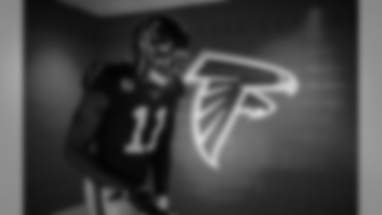 Atlanta Falcons wide receiver Julio Jones #11 before the game between the Atlanta Falcons and the Seattle Seahawks at Mercedes-Benz Stadium in Atlanta, GA, on Sunday October 27, 2019. (Photo by Rob Foldy/Atlanta Falcons)