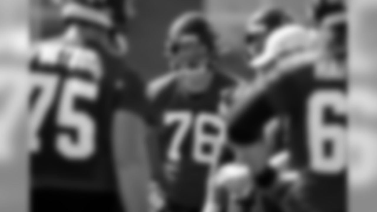 Atlanta Falcons offensive tackle Kaleb McGary #76 looks on during practice. (Photo by Kara Durrette/Atlanta Falcons).