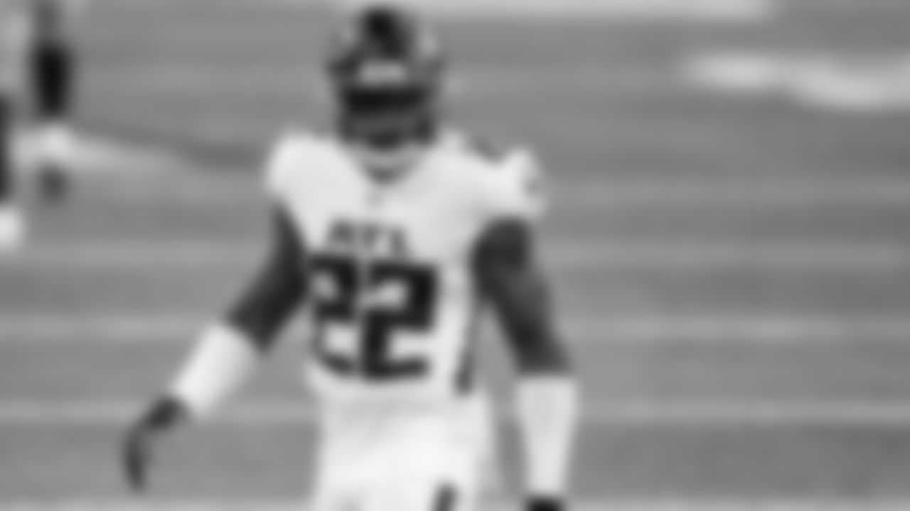 Atlanta Falcons strong safety Keanu Neal #22 is shown during warm ups before the game Minnesota Vikings on October 18, 2020. (Photo by Kyle Hess/Atlanta Falcons)