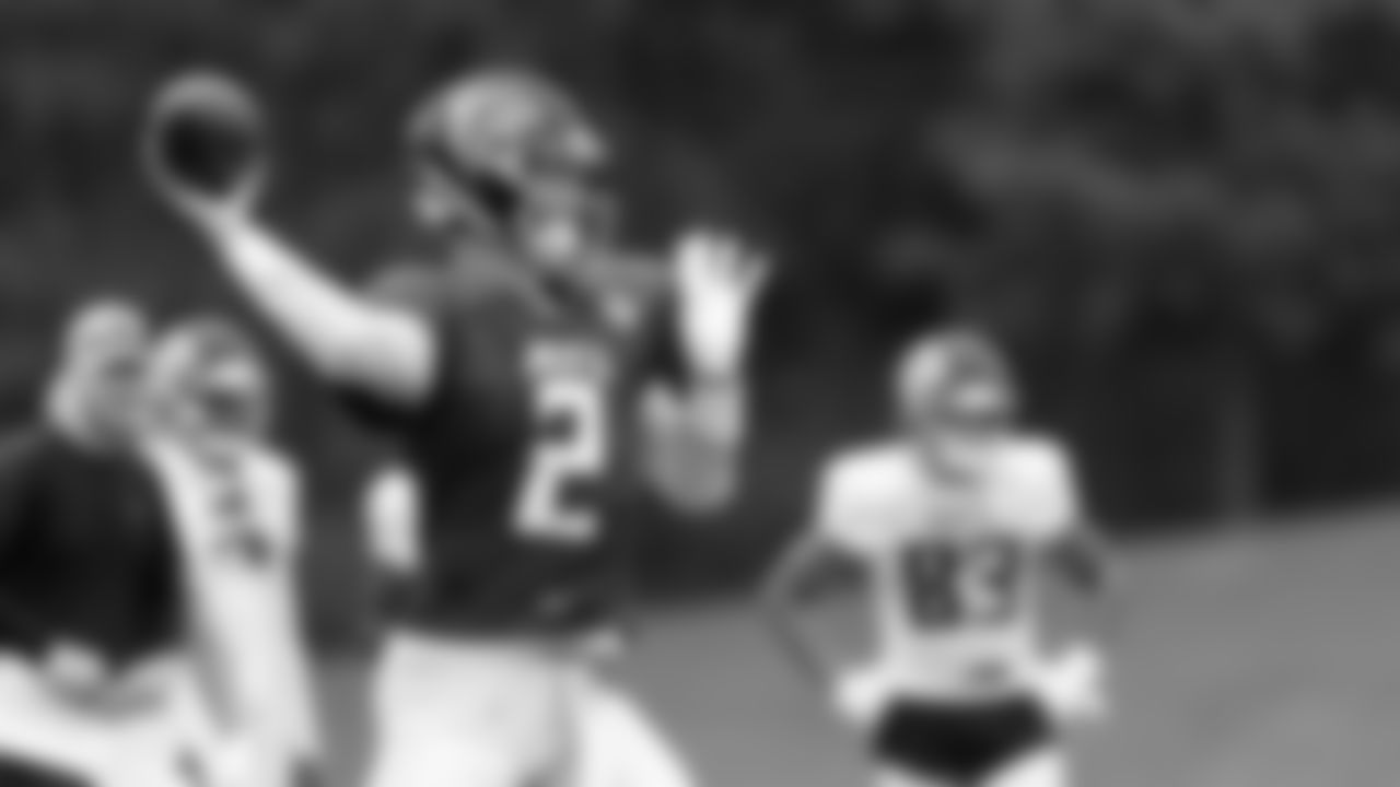 Atlanta Falcons quarterback Matt Ryan #2 throws the ball during team practice at Atlanta Falcons Headquarters in Flowery Branch, Georgia, on Wednesday September 8, 2021. (Photo by Dakota Williams/Atlanta Falcons)