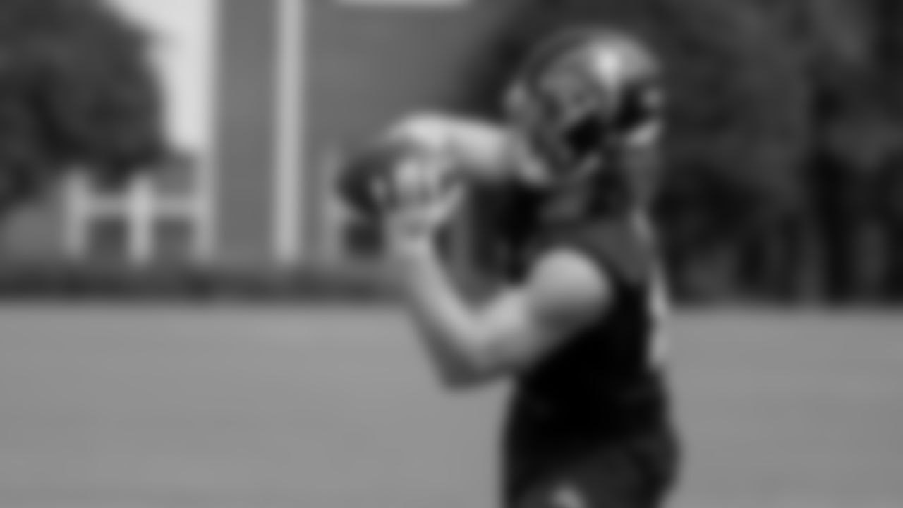 Atlanta Falcons tight end Hayden Hurst #81 in action during practice at IBM Performance Field. (Photo by Kara Durrette/Atlanta Falcons)