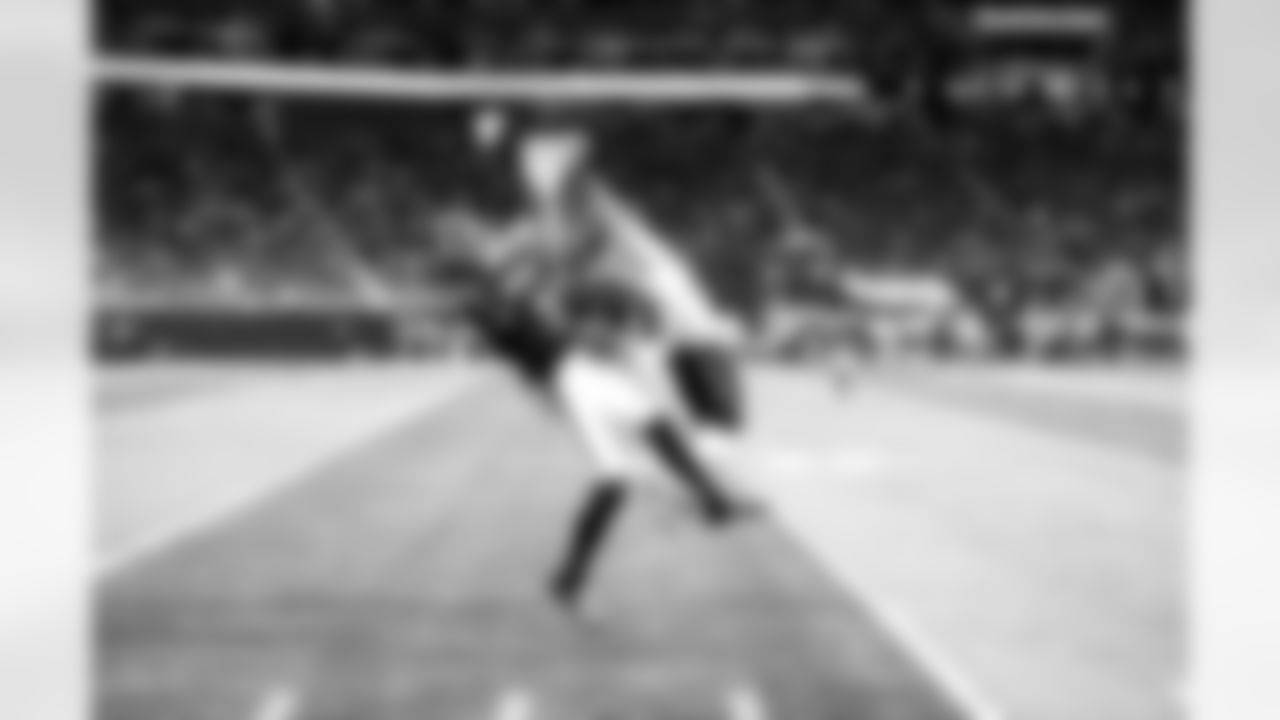 Atlanta Falcons wide receiver Drake London #5 catches a pass during the first quarter of the Preseason Game against the Cincinnati Bengals at Mercedes-Benz Stadium in Atlanta, Georgia on Friday, August 18, 2023. (Photo by Shanna Lockwood/Atlanta Falcons)