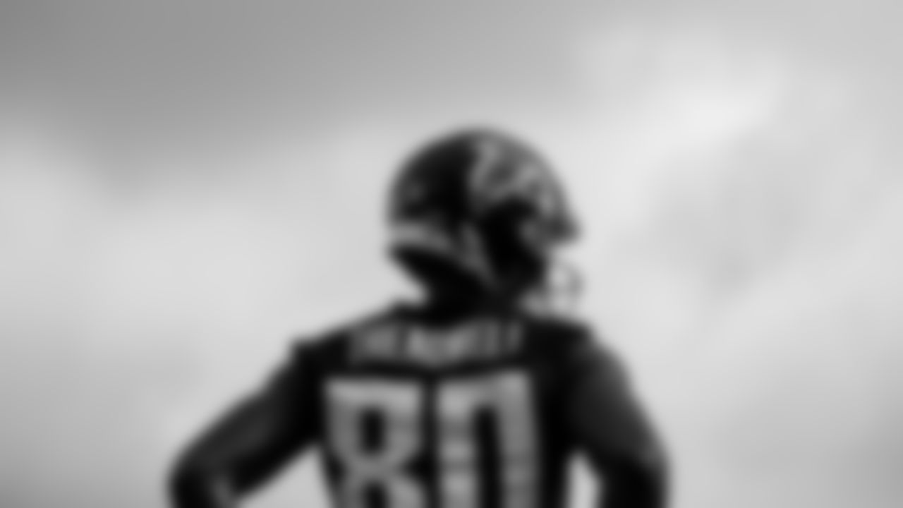 Atlanta Falcons wide receiver Laquon Treadwell #80 looks on at AT&T Atlanta Falcons Training Camp on August 15, 2020 in Flowery Branch, GA. (Photo by Kara Durrette/Atlanta Falcons)