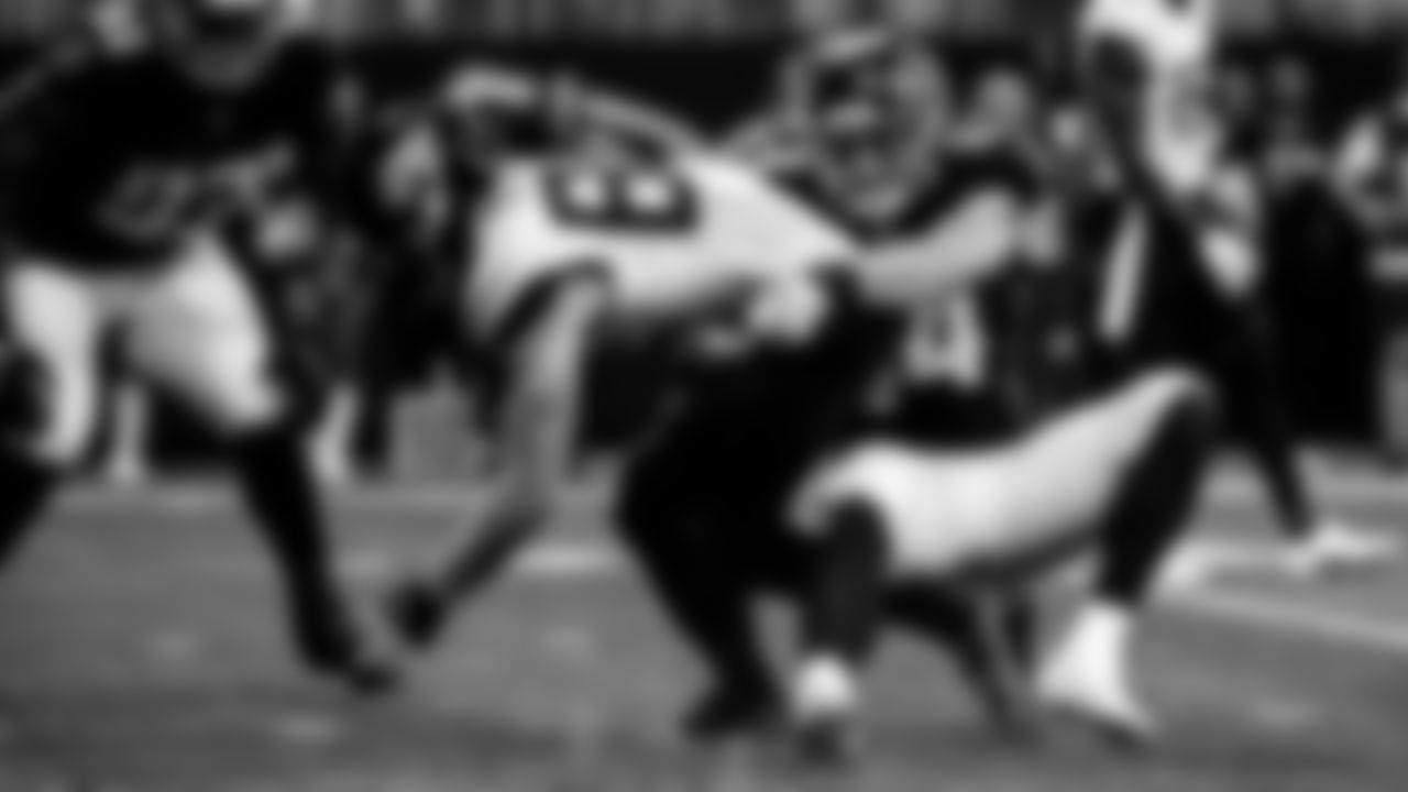 Atlanta Falcons linebacker Troy Andersen #44 makes a tackle during the first half against the Jacksonville Jaguars at Mercedes-Benz Stadium in Atlanta, Georgia on Saturday, August 27, 2022. (Photo by Mitchell Martin/Atlanta Falcons)