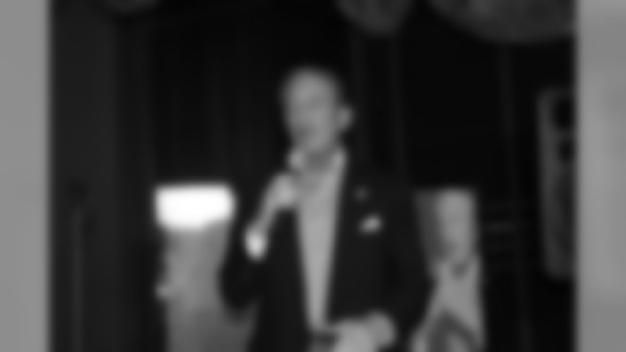 Falcons Owner and Chairman Arthur Blank speaks to the night's guests during the 2012 Huddle Up for Miracles charity event at Capital Grille in Buckhead on Monday night // 2012 Huddle Up for Miracles // April 30, 2012 // Atlanta -