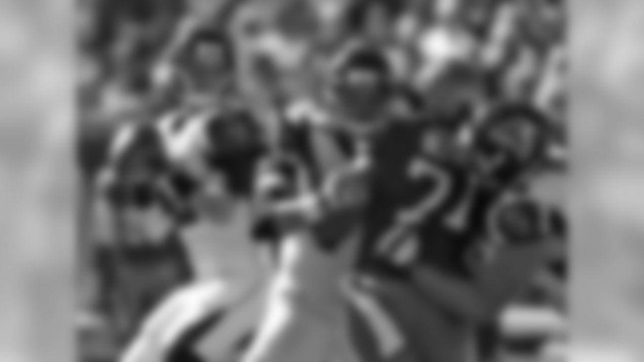 QB Matt Ryan looks to pass downfield in the second quarter