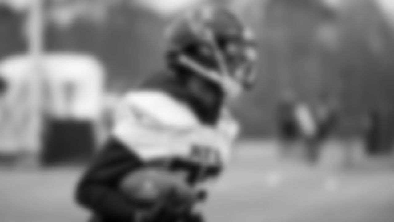 Atlanta Falcons cornerback Blidi Wreh-Wilson #33 in action during practice at IBM Performance Field.