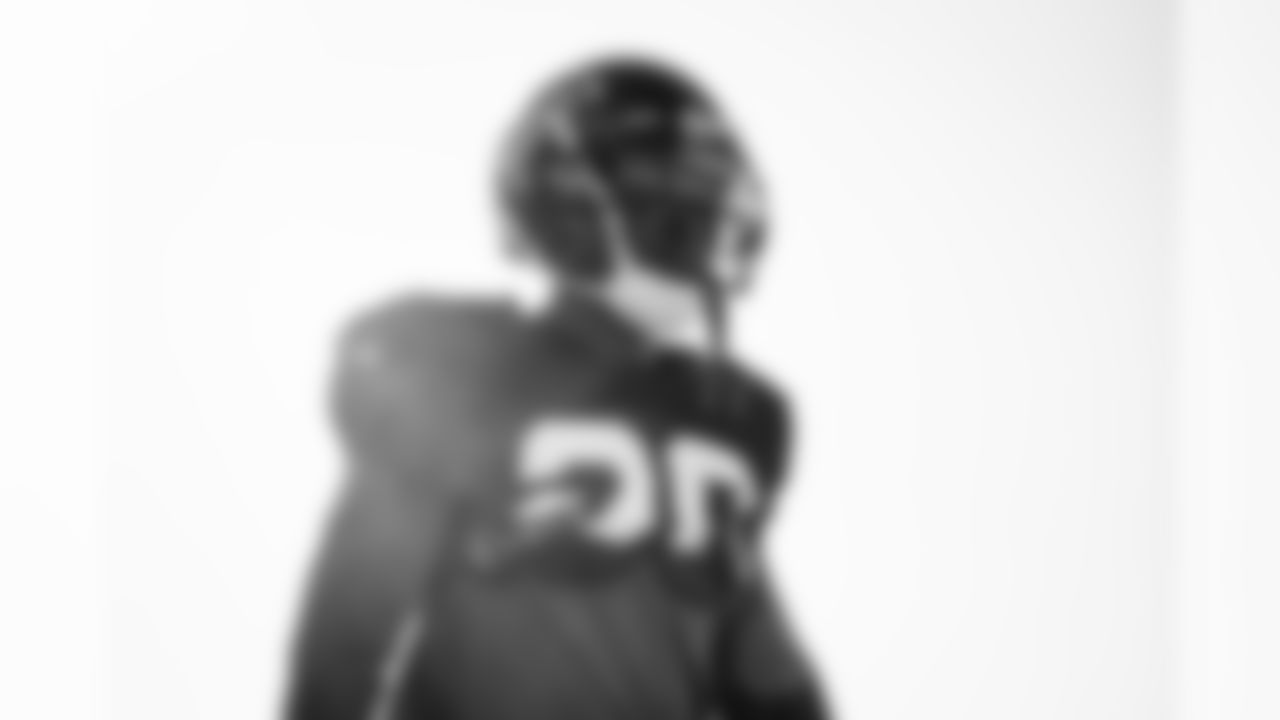 Atlanta Falcons defensive back Kendall Sheffield #20 looks on during practice. (Photo by Kara Durrette/Atlanta Falcons)